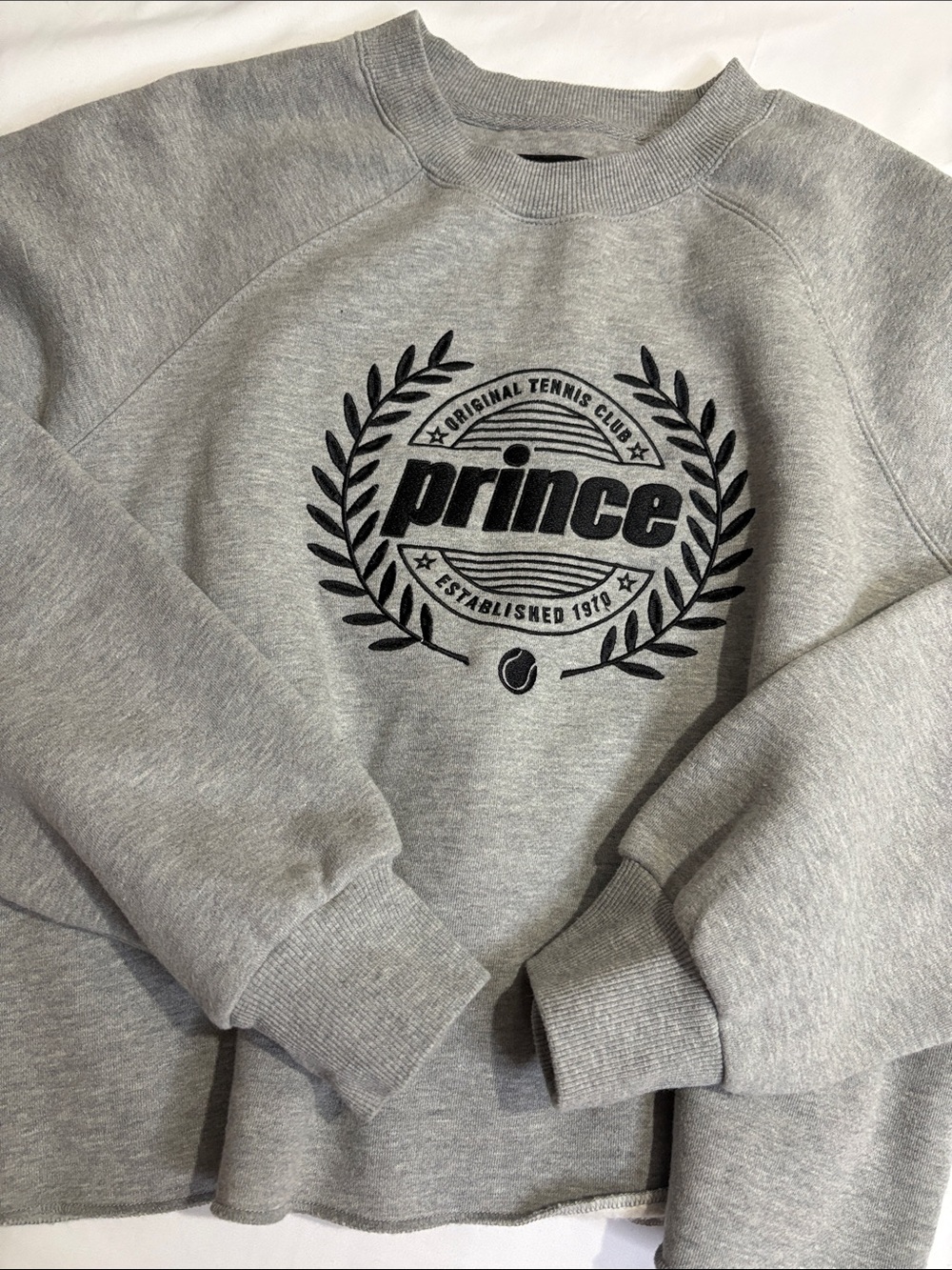 Prince Tennis Club Crewneck Crop Sweatshirt Boxy Oversized Cropped Sporty Lounge